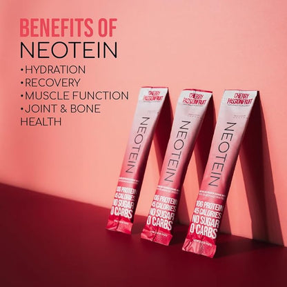 Electrolyte Powder Packets with 10g Protein & Collagen | Hydration Packets - Zero Sugar, NO Fillers, NO Carbs | Cherry Passionfruit | 45 Calories | Keto & Paleo | Pack of 15