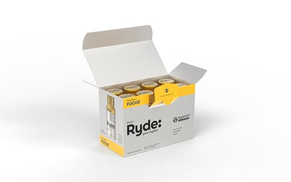 Ryde: Focus Shot | Orange Flavor | L-Theanine & Ginseng | Green Tea Caffeine | Vitamins B2 & B7 | 0 Calories, 0 Sugar | 2 FL OZ Shots | Supports Focus* (8 Pack)