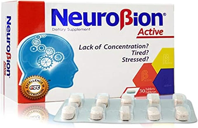 Neurobion Active 30 Tablets Multivitamin L-Glutamic Acid Dietary Supplements, 1 Count (Pack of 1)