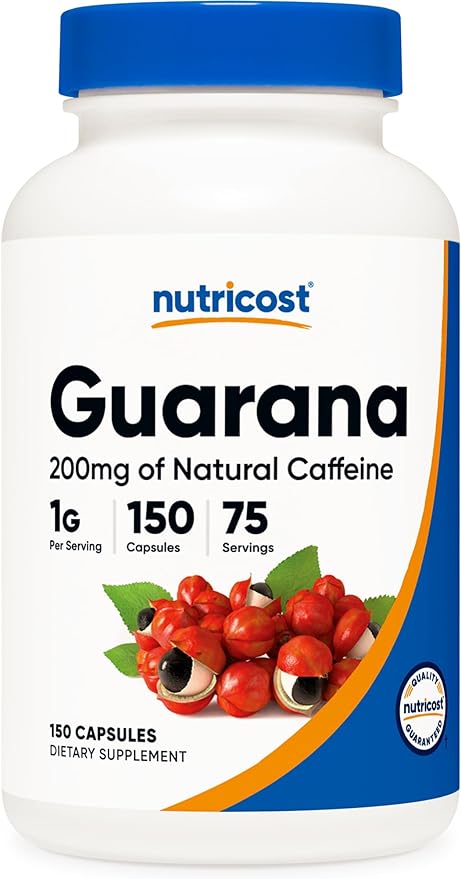 Nutricost Guarana 1000mg Serving, 150 Vegetarian Capsules - Natural Herbal Brazilian Caffeine Energizer Supplement