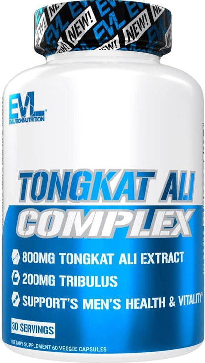 Evlution Nutrition Tongkat Ali - Men’s Health + Vitality Supplement - 800mg Tongkat Ali + 200mg Tribulus - Performance Support - Vegan + Gluten Free Capsules - 30 Servings
