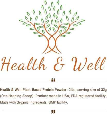 Health & Well Plant-Based Protein Powder, Contains Three Vegan proteins and Eight Different Super Fruits (Chocolate)