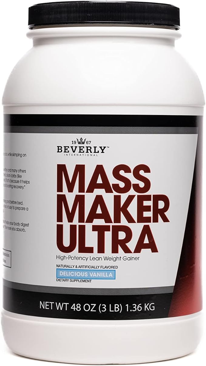 Beverly International Mass Maker Ultra Vanilla, 14 Servings, 3lb. Build Lean Mass Like a Pro!! Milk Protein Isolate, Whey Protein Isolate + Egg. MCT Oil. Clean Carbs, Great taste!