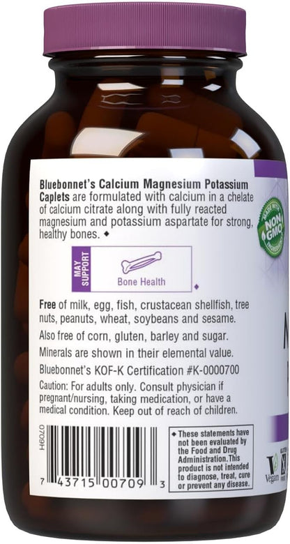 BlueBonnet Calcium Magnesium Plus Potassium Caplets, 90 Count