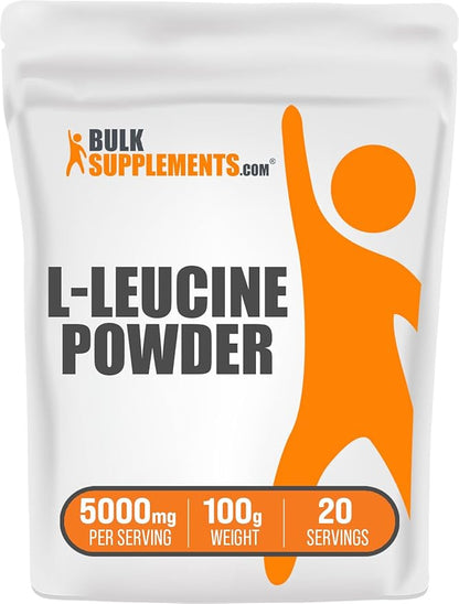 BulkSupplements.com L-Leucine Powder - Leucine Supplements, Leucine Amino Acid - BCAA Supplements, Leucine Powder - Unflavored, 5000mg per Serving, 100g (3.5 oz) (Pack of 1)