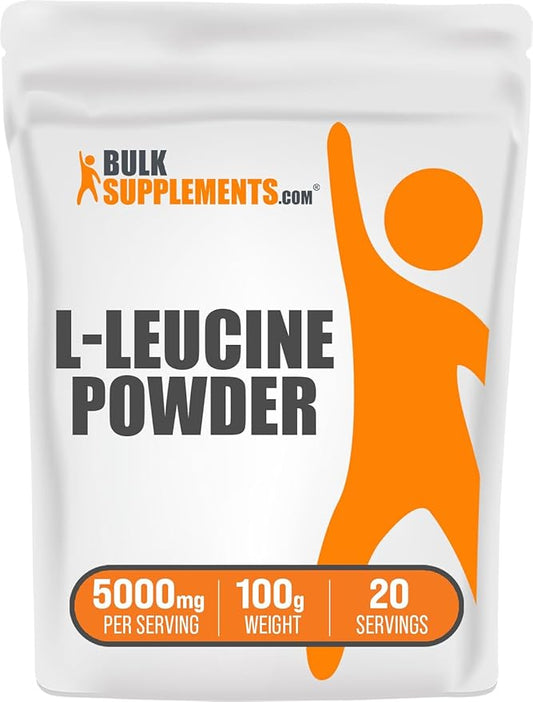 BulkSupplements.com L-Leucine Powder - Leucine Supplements, Leucine Amino Acid - BCAA Supplements, Leucine Powder - Unflavored, 5000mg per Serving, 100g (3.5 oz) (Pack of 1)