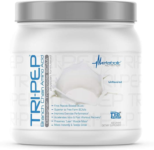 Metabolic Nutrition - TRIPEP - Tri-Peptide Branch Chain Amino Acid, BCAA Powder, Pre Intra Post Workout Supplement, Unflavored, 400 Grams (40 Servings)