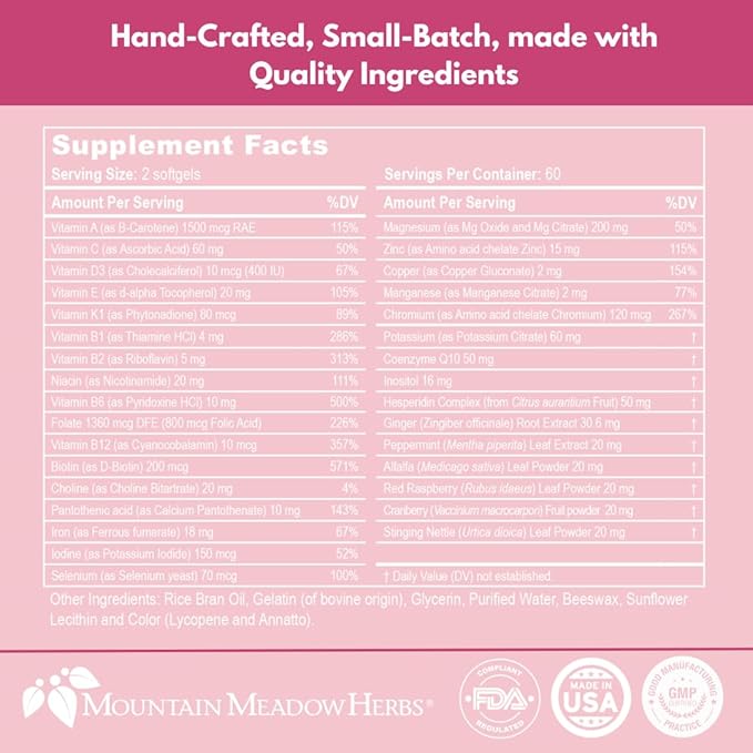 Mountain Meadow Herbs Vita-MOM - Herbal Prenatal Vitamins for Women: Unique Blend of Folic Acid, Vitamins, Iron & Herbs in Soft Gel Caps - 2-Month Supply (120 ct.)