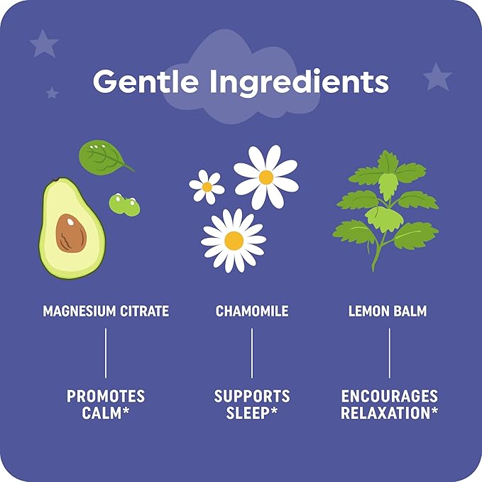 Magnesium Calming Gummies for Kids Relaxation & Natural Wake-Sleep Cycles | Relaxing Magnesium for Kids with Chamomile & Lemon Balm | Non-GMO, Gluten-Free, Third-Party Tested | Calm Gummies 60ct