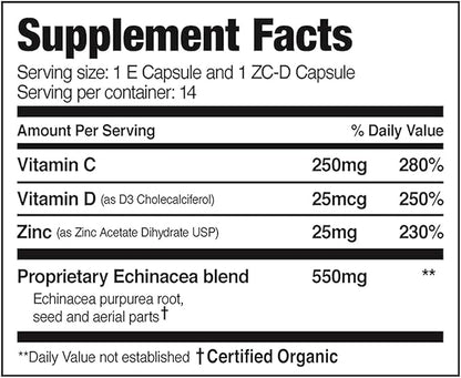 EZC Pak 5-Day Immune System Booster with Echinacea, Vitamin C, Zinc & Vitamin D - Tapered Immune Support Supplement for Adults - Supports Immunity, Easy Travel-Size Supplement Pack - (Pack of 6)