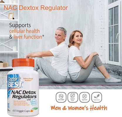 Doctor's Best NAC Detox Regulators with Seleno Excell, Non-GMO, Vegetarian, Gluten Free, Soy Free, 60 Veggie Caps