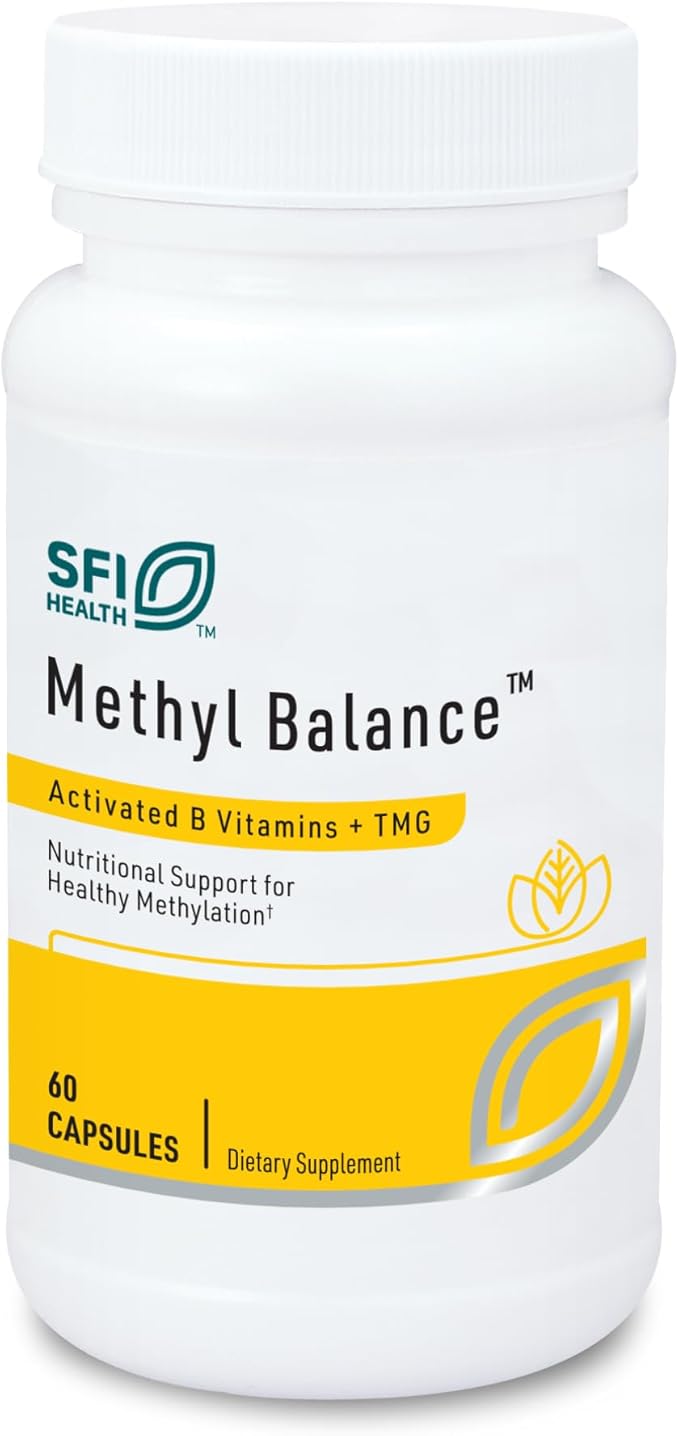 Klaire Labs SFI Health Methyl Balance - Bioactive Vitamin B & Methyl Folate Supplement with TMG, B2, B12 & B6 Vitamins - Methylated Vitamins to Support Cognitive & Cardiovascular Health (60 Capsules)