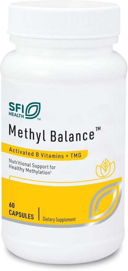 Klaire Labs SFI Health Methyl Balance - Bioactive Vitamin B & Methyl Folate Supplement with TMG, B2, B12 & B6 Vitamins - Methylated Vitamins to Support Cognitive & Cardiovascular Health (60 Capsules)