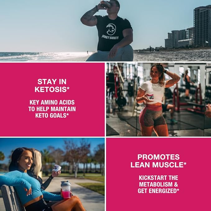 Honey Badger Pre Workout Powder, Keto Vegan Preworkout for Men & Women, Beta Alanine & Caffeine, Sugar Free Natural Energy Supplement, Wild Berry, 30 Servings