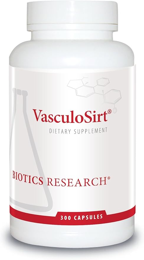 Biotics Research VasculoSirt®– Formulated with The Assistance of Mark Houston, MD, Cardiovascular and Healthy Support for Healthy Blood Flow Support, CoQ10, Resveratrol, ALA, Gingko - 300 Capsules