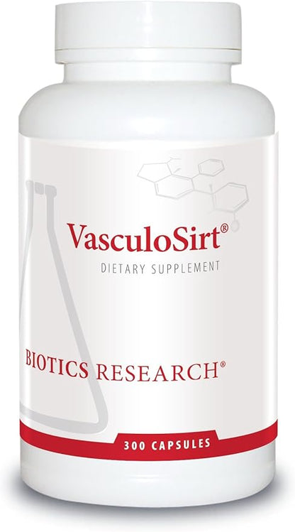 Biotics Research VasculoSirt®– Formulated with The Assistance of Mark Houston, MD, Cardiovascular and Healthy Support for Healthy Blood Flow Support, CoQ10, Resveratrol, ALA, Gingko - 300 Capsules