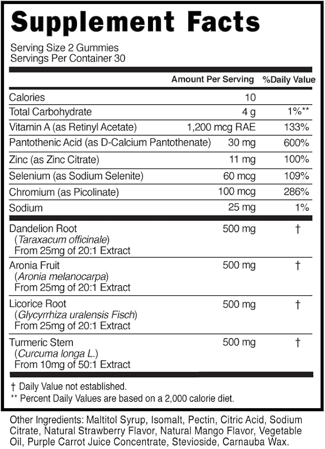 Clear Skin Acne Gummies - Complexion Supplement, Pantothenic Acid & Antioxidants, Vitamins 60 Count