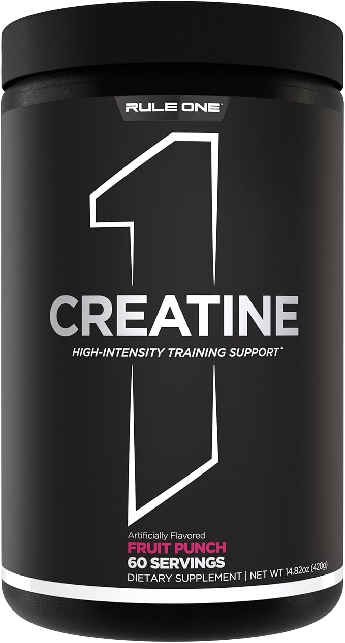 Rule 1 Creatine Powder – Pure Micronized Creatine Monohydrate for High-Intensity Exercise and Lean Body Mass Support, Flavored and Unflavored (60 Servings, Fruit Punch)