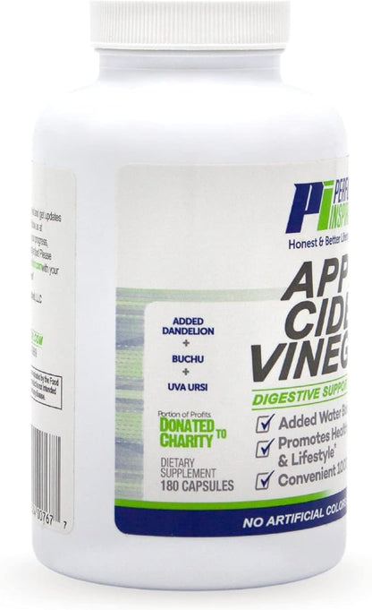 Performance Inspired Nutrition Apple Cider Vinegar Natural Capsules Supports Healthy Weight Loss - Blood Sugar & Immune System - Water Balance - Big- 180 Count
