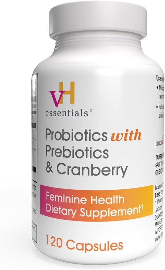 vH essentials Probiotics with Prebiotics and Cranberry Feminine Health Supplement - 120 Capsules