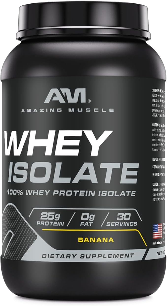 Whey Protein Isolate Powder | 25 Grams Protein Per Serving | 100% Whey Isolate | Zero Fat | Made in USA (2 Lb, Banana)