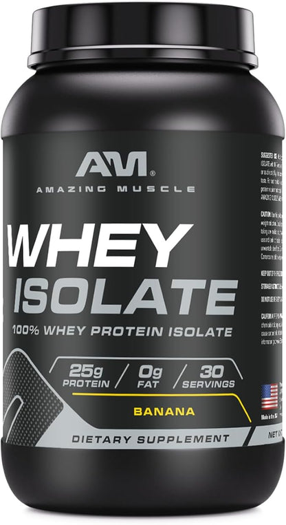 Whey Protein Isolate Powder | 25 Grams Protein Per Serving | 100% Whey Isolate | Zero Fat | Made in USA (2 Lb, Banana)