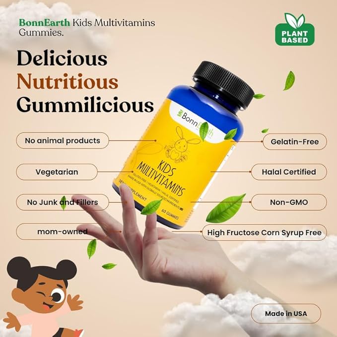 Kids Multivitamin Gummies – Easy to Chew, Delicious Multi-Flavored – Essential Vitamins A, B6, B12, C, D, E, Biotin, Iodine, Zinc – Kids Vitamins for Daily Nutritional Needs – 60 Gummies