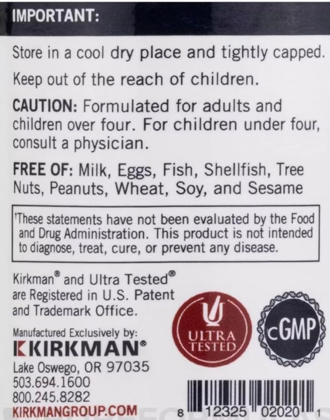 Kirkman Vitamin E 100 IU - Hypoallergenic || 100 Vegetarian Capsules || Supports Immune System || Gluten Free || Casein Free || Soy-Free