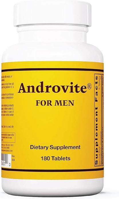 Optimox Androvite for Men - Magnesium Supplement for Men 500mg, Multimineral Supplement, Multivitamin Supplement, Vitamin C, Vitamin D3, Calcium-Free - 180 Count