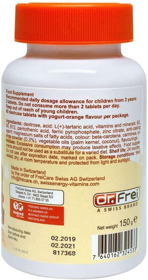 Smart Brain, Kids Vitamin B Complex + zinc and Iron, 60 Tablets Dextrose