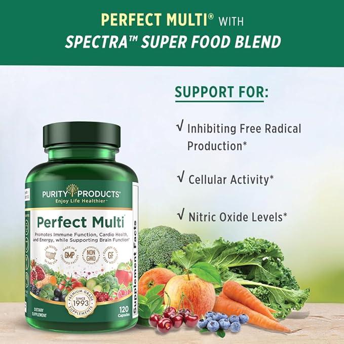 Purity Products Perfect Multi - Multivitamin Packed with Vitamins, Minerals and Phytonutrients - 60 Breakthrough Nutrients - Support for Healthy Immunity, Normal Energy Levels - 120 Capsules (1)