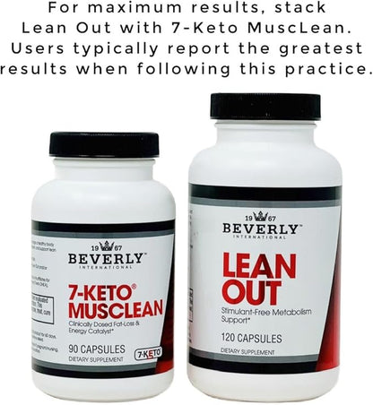 Beverly International Lean Out 120 caps. Fat Burner with Metabolic Support. Lipotropics. Choline, Carnitine, Chromium. Stimulant-Free Belly Fat Burner. Get Leaner. Use AM & PM, Stackable Diet Pills.