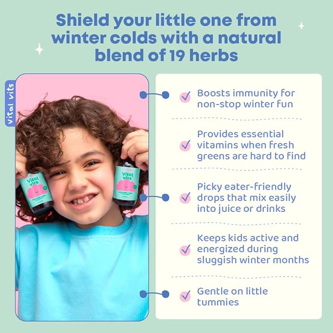 JoySpring Vital Vits - Kids Liquid Multivitamin - 2 fl oz (60 Servings) | Herbal Liquid Vitamins for Kids | Natural Flavor | Toddler Liquid Multivitamin for Kids with Elderberry, Spirulina, and More