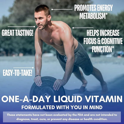 Premium Liquid B Complex Vitamin- Fast Absorbing Liquid B-Complex Supplement w/ all 8 B-vitamins, PLUS energizing herbal blend w/ Ginseng, Ginkgo, and Eleuthero Root - Vegan, NON-GMO - 16oz, 32 Serv