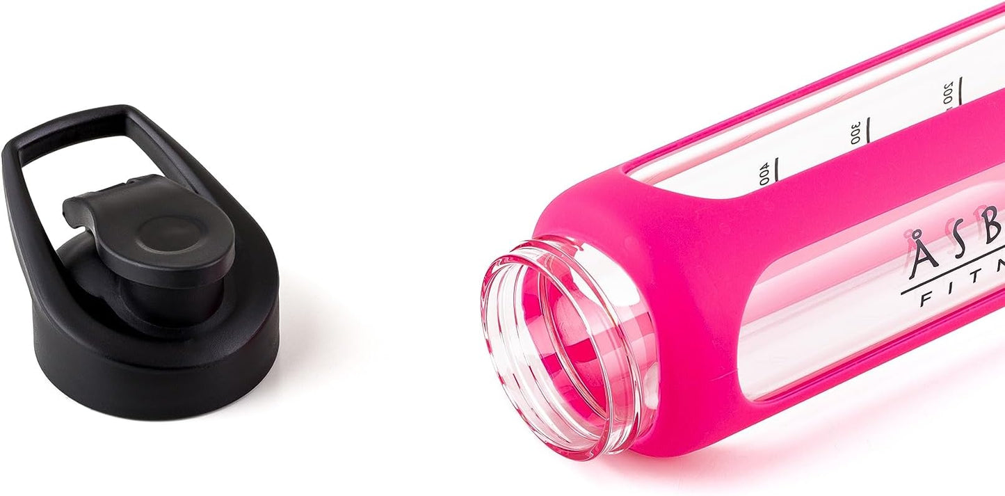 Fitness | Glass Protein Shaker | Protein Shaker | Drinking Bottle | with Spiral Ball | Pink
