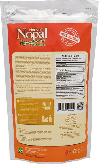 Nopal Mix with GOLDENBERRY (Aguaymanto) | 100% Natural High Fiber Blend | 1lb (454g) | Detox, Improved Digestion and Increased Energy