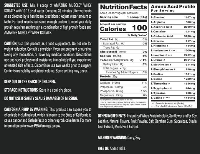 Whey Protein Isolate Powder | 25 Grams Protein Per Serving | 100% Whey Isolate | Zero Fat | Made in USA (2 Lb, Strawberry)