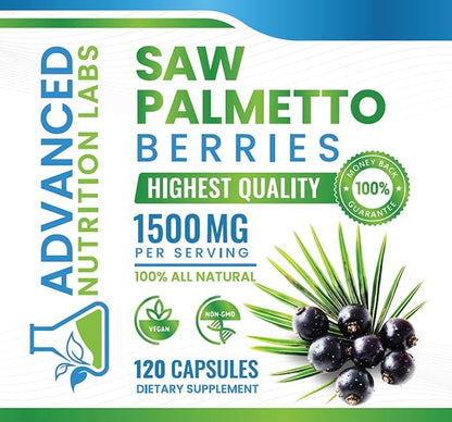 Saw Palmetto, 1500 mg, 120 Capsules, Plus Extract for Women and Men