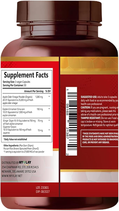 Apple Cider Vinegar 1500 MG 150 Capsules | Dietary Supplement | Extra Strength Natural Formulation | Support Strength & Energy