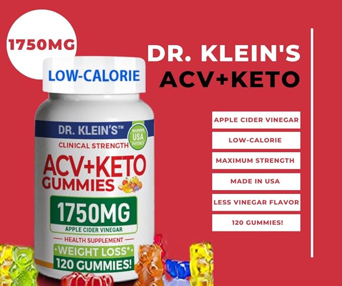 Keto ACV Gummies - Low-Calorie, Clinical Strength 1750mg, Apple Cider Vinegar Gummies with The Mother - Supports Advanced Weight Loss, Digestion, Cleansing - (120 Count)
