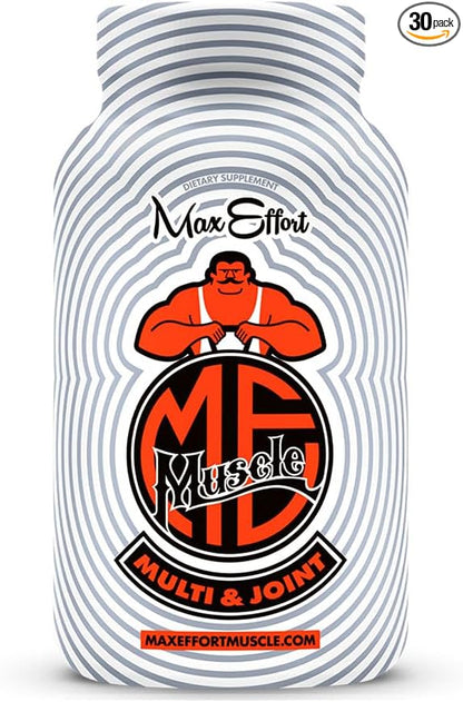 Max Effort Daily Multivitamin & Joint Support Supplement for Adults,Vitamin B12, D, E, C, & A + Magnesium Glycinate and Zinc, Joint Care, Support Proper Nutrition Levels, 120 Capsules, 30 Servings