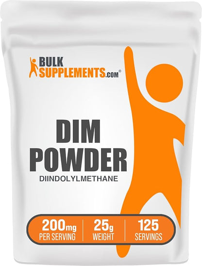 BulkSupplements.com DIM Powder - Diindolylmethane Powder, DIM Supplement for Men & Women - DIM 200mg, Gluten Free - 200mg per Serving, 25g (0.88 oz) (Pack of 1)
