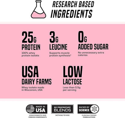 Outwork Nutrition Build Whey Protein Isolate Powder - Low Lactose, Gluten-Free Protein Powder for Muscle Growth & Workout Recovery, Backed by Science, Strawberry, 1.8lbs