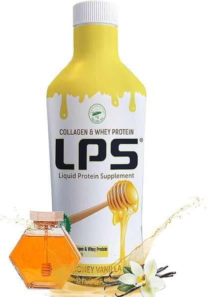Nutritional Designs Sugar-Free Liquid Collagen & Whey Protein Supplement - Non-GMO Drink - Promotes Healthy Skin & Hair for Men & Women (Honey Vanilla)