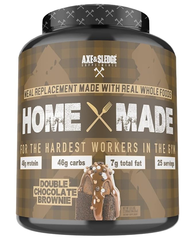 Axe & Sledge Supplements Home Made Whole-Foods-Based Meal Replacement Powder with Digestive Enzymes, Protein, Carbohydrates, and Fats, 25 Servings, Chocolate Brownie