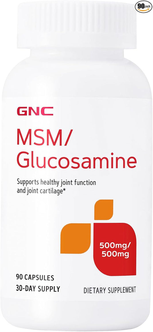 GNC MSM/Glucosamine 500mg/500mg, 90 Capsules, Supports Joint Function and Joint Cartilage