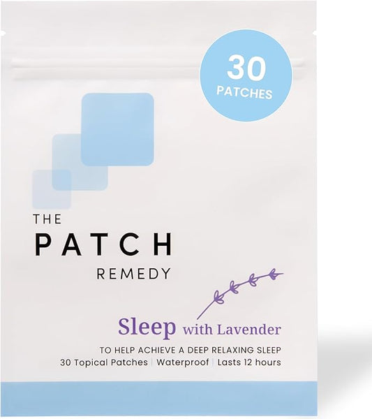 The Patch Remedy Sleep Patches with Lavender - 30 Topical Patches for Better Sleep with Magnesium Glycinate, Valerian Root Extract, Passionflower & Hops, Waterproof, 12 Hours, Transdermal Support