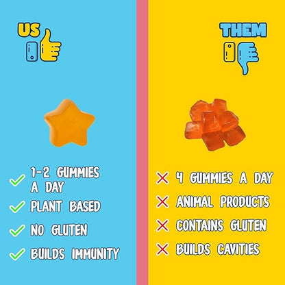 Stars Kids Multivitamin Gummies with Omega 3, Vitamins for Kids with A, B, C, D, Plant Based Multi Vitamins for Children, Manganese, 60 Star-Shaped Multivitamin for Kids, Gluten-Free Gummy Vitamins