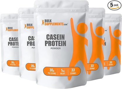 BulkSupplements.com Casein Protein Powder - Micellar Casein Powder, Protein Powder Casein, Casein Powder - Gluten Free & Soy Free, 30g per Serving, 5kg (11 lbs) (Pack of 5)
