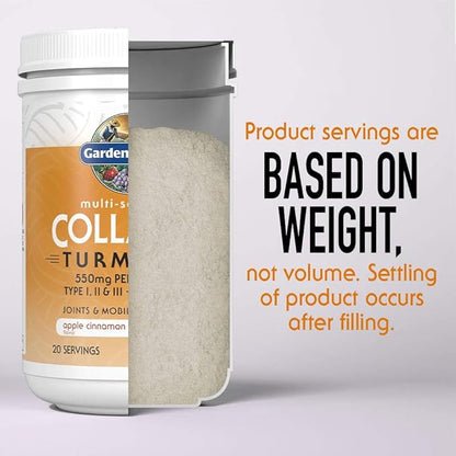 Garden of Life Multi-Sourced Collagen Turmeric - Apple Cinnamon, 20 Servings, Collagen Powder for Women Men Joints Mobility, Collagen Peptides Powder, Collagen Protein Hydrolyzed Collagen Supplements